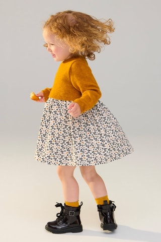 Robe trompe-l’œil - Jaune et blanc - Obaïbi