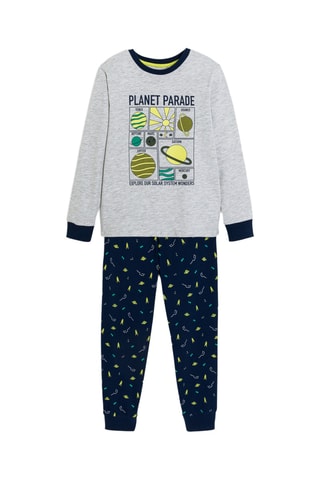 Pyjama - Ecru chiné et bleu marine - Okaïdi