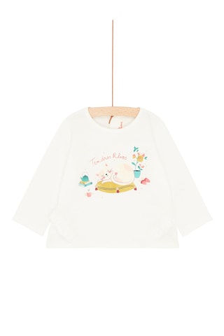 T-shirt à motif chat endormi pour bébé fille - Beige - Du Pareil Au Même