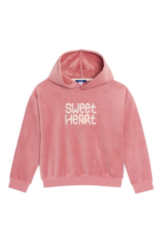 Sweat à capuche en velours - Vieux rose - Okaïdi
