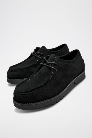 Stringate in pelle scamosciata - Nero