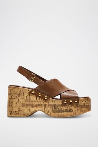 Sandali con zeppa - Marrone