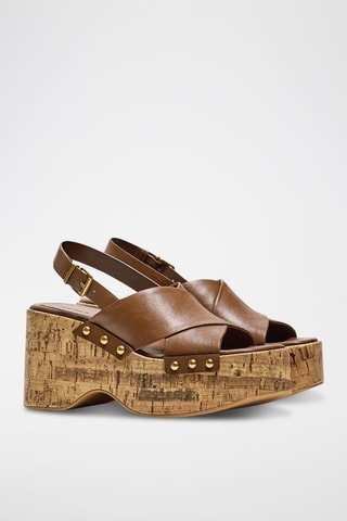 Sandali con zeppa - Marrone