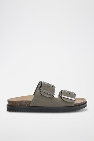 Ciabatte in pelle scamosciata - Grigio scuro