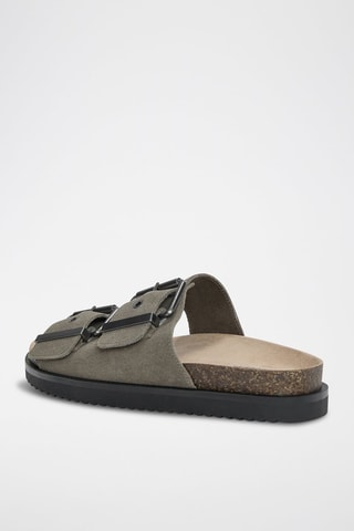 Ciabatte in pelle scamosciata - Grigio scuro