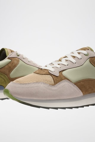 Baskets en cuir Baku - Beige et vert