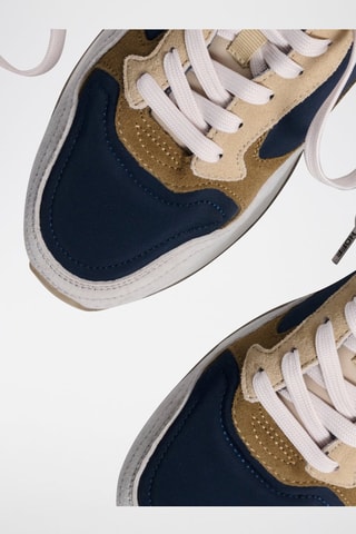 Baskets en cuir Biarritz - Marron et bleu marine