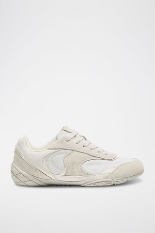 Sneakers in pelle - Beige chiaro e bianco