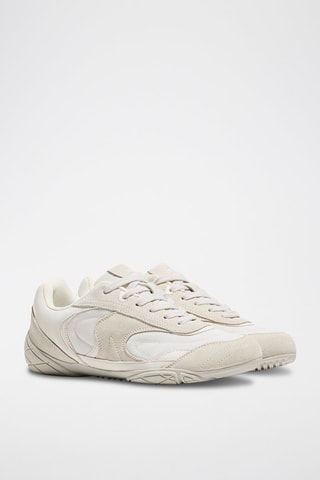 Sneakers in pelle - Beige chiaro e bianco