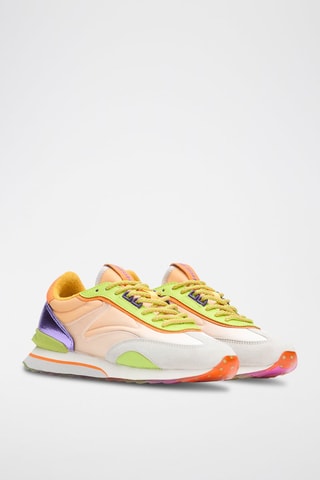 Sneakers in pelle Lychee - Arancione e verde