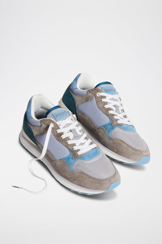 Baskets en cuir Bristol - Bleu et gris