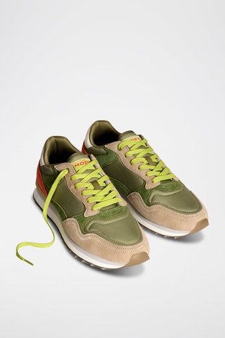 Baskets en cuir Rimini - Vert et beige