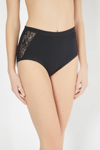 2 Slips Maxi Hoge Taille - Zwart