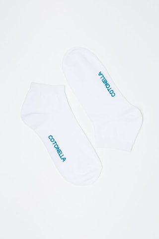 3 Paar Enkelsokken Wit - Wit en blauw