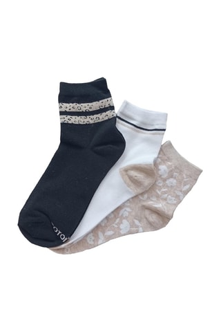 3 Paar Sokken - Zwart - Wit, zwart en beige