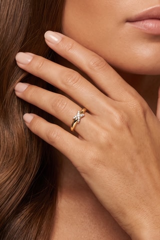 Ring - goudkleurig messing en zirkonia