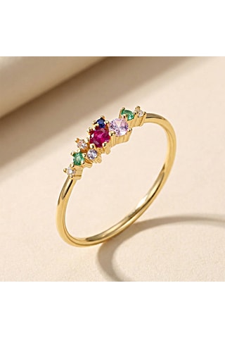 Ring - Goudkleurig Messing en Edelstenen