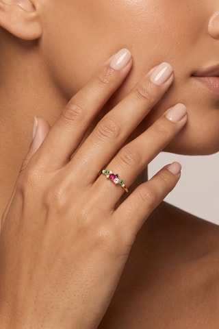 Ring - Goudkleurig Messing en Edelstenen