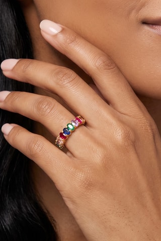 Ring - Goudkleurig Messing en Edelstenen