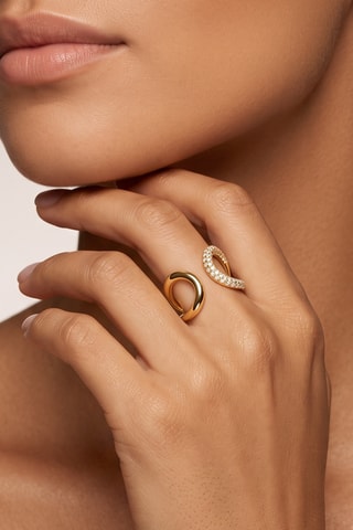 Ring - Goudkleurig Messing en Zirkonia