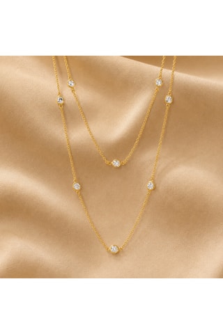 Ketting - goudkleurig messing en zirkonia