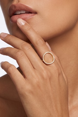 Ring - goudkleurig messing en zirkonia