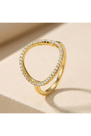 Ring - goudkleurig messing en zirkonia