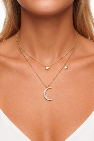 Dubbele Schakelketting - Goudkleurig Messing en Zirkonia
