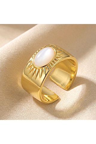 Ring - Verguld Geelgoud - Parelmoer