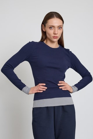 Top - Blu e grigio
