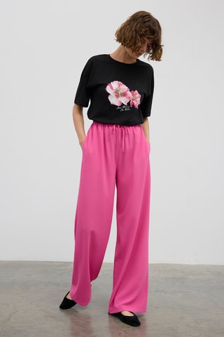 Pantaloni a vita alta  - Fucsia