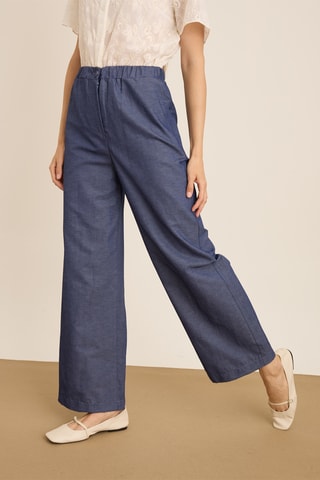 Pantaloni wide legs - Blu