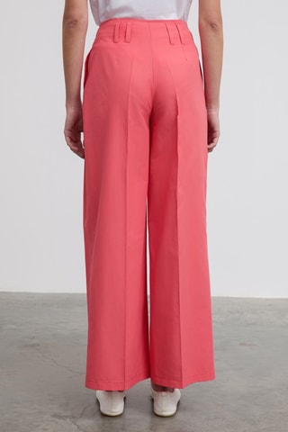 Pantaloni wide legs a vita alta - Corallo