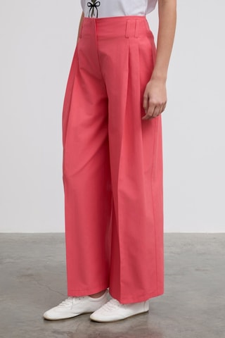 Pantaloni wide legs a vita alta - Corallo
