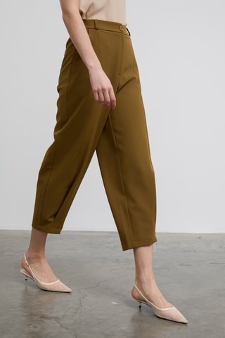 Pantaloni 7/8 a vita alta  - Marrone