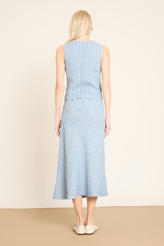 Gonna midi in lino - Blu