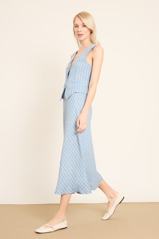 Gonna midi in lino - Blu