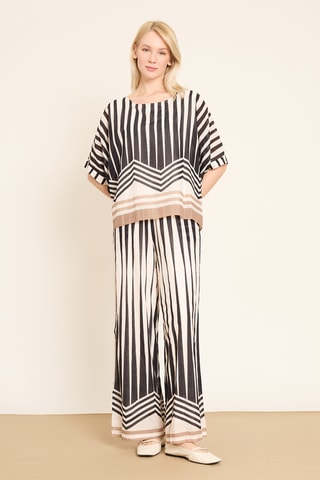 Blusa relaxed - Ecrù e nero