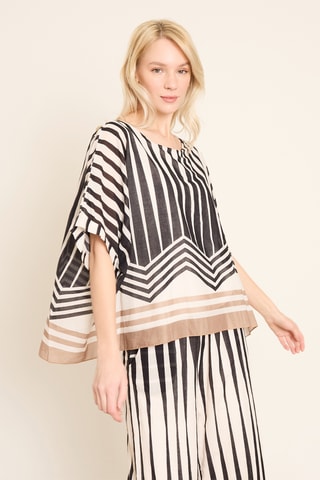 Blusa relaxed - Ecrù e nero