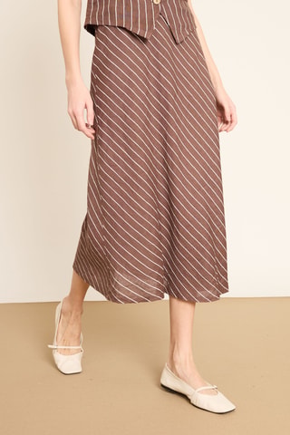 Gonna midi in lino - Marrone