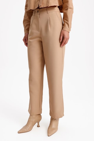 Pantaloni relaxed vita alta - Beige