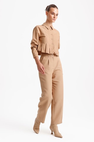 Pantaloni relaxed vita alta - Beige