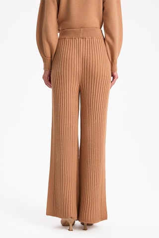 Pantaloni wide legs a vita alta - Beige