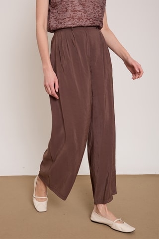 Pantaloni wide legs - Marrone scuro