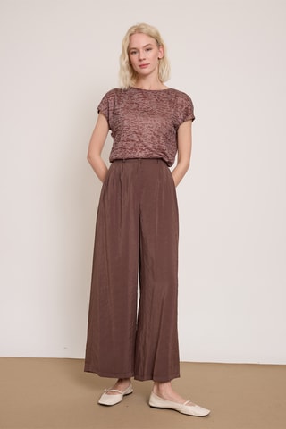 Pantaloni wide legs - Marrone scuro