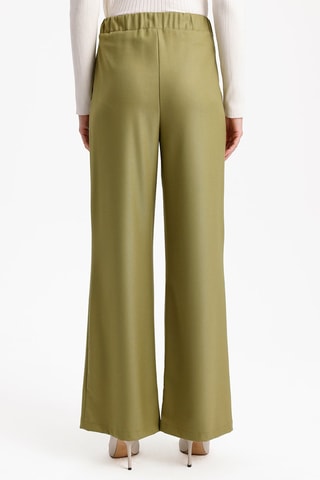 Pantaloni wide legs a vita alta - Verde