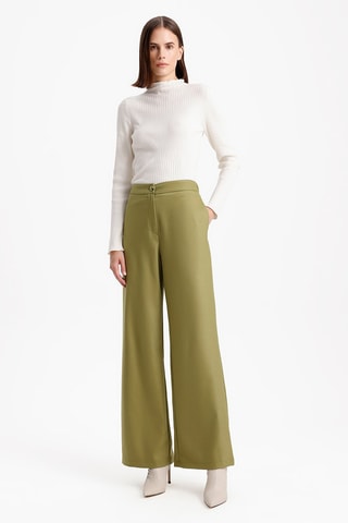Pantaloni wide legs a vita alta - Verde