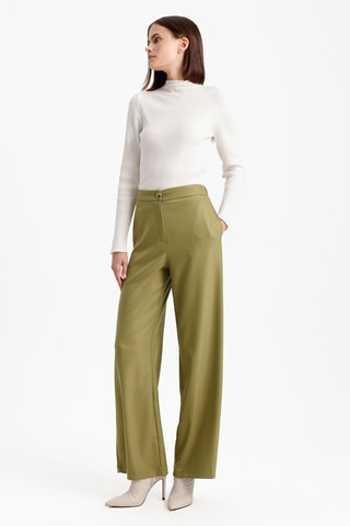 Pantaloni wide legs a vita alta - Verde