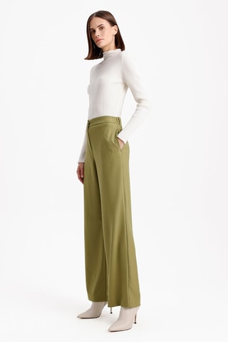Pantaloni wide legs a vita alta - Verde