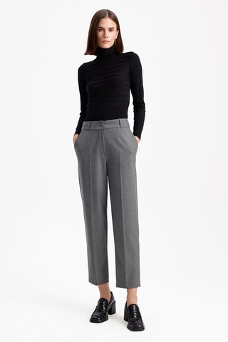 Pantaloni carrot 7/8 a vita alta  - Grigio